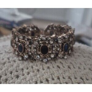 Turkish Cuff Bracelet 1 Rhinestone Missing Color Is More Gold  See Pics